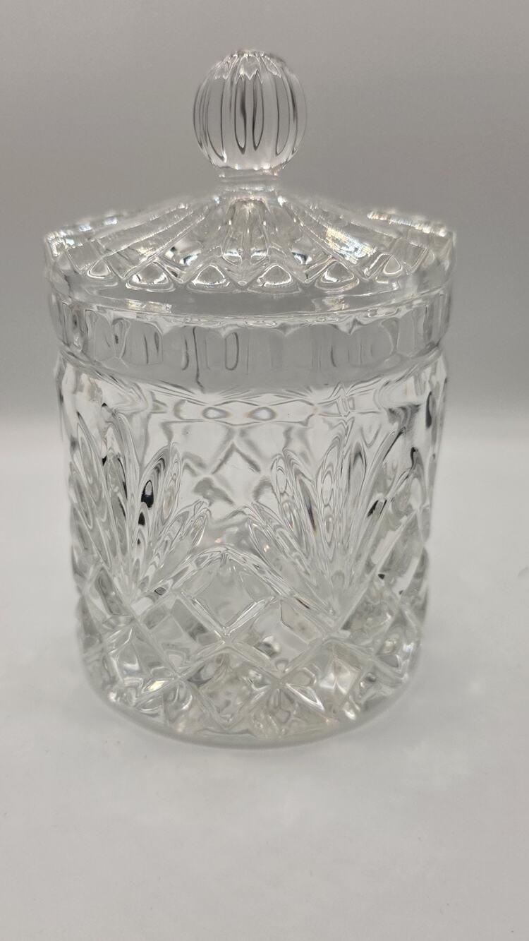 Glass Crystal Jar With Lid Decorative Storage Container For Vanity Or Kitchen
